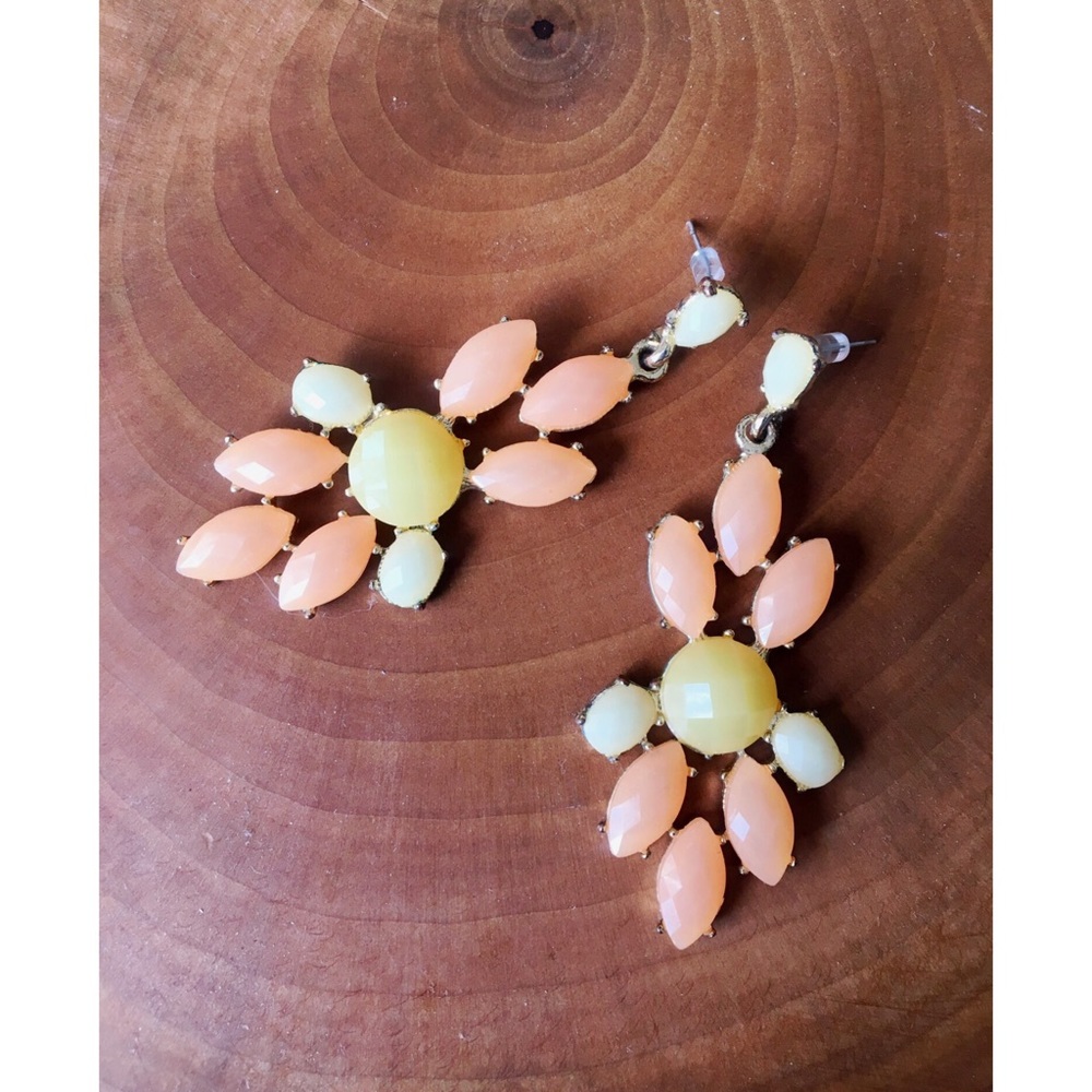✨ Peach and Yellow Jeweled Earrings
